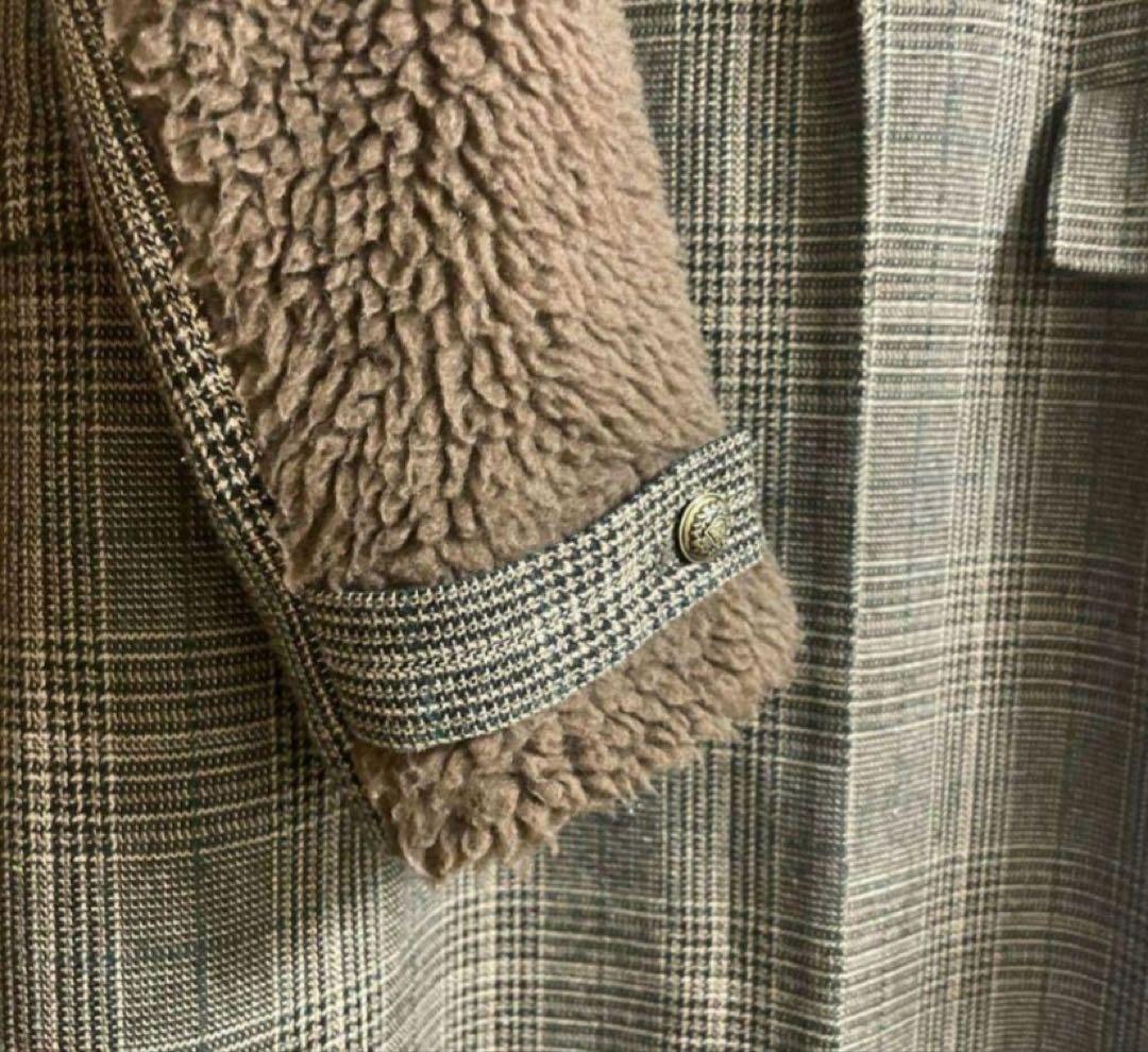 ジャケット・アウター FUR LINE GLEN CHECK COAT ameri vantage
