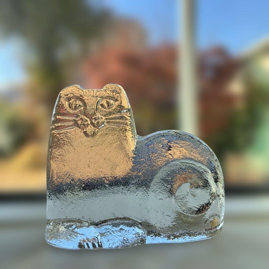 Lisa Larson /リサラーソン ロイヤルクローナ　ガラスオブジェ 猫