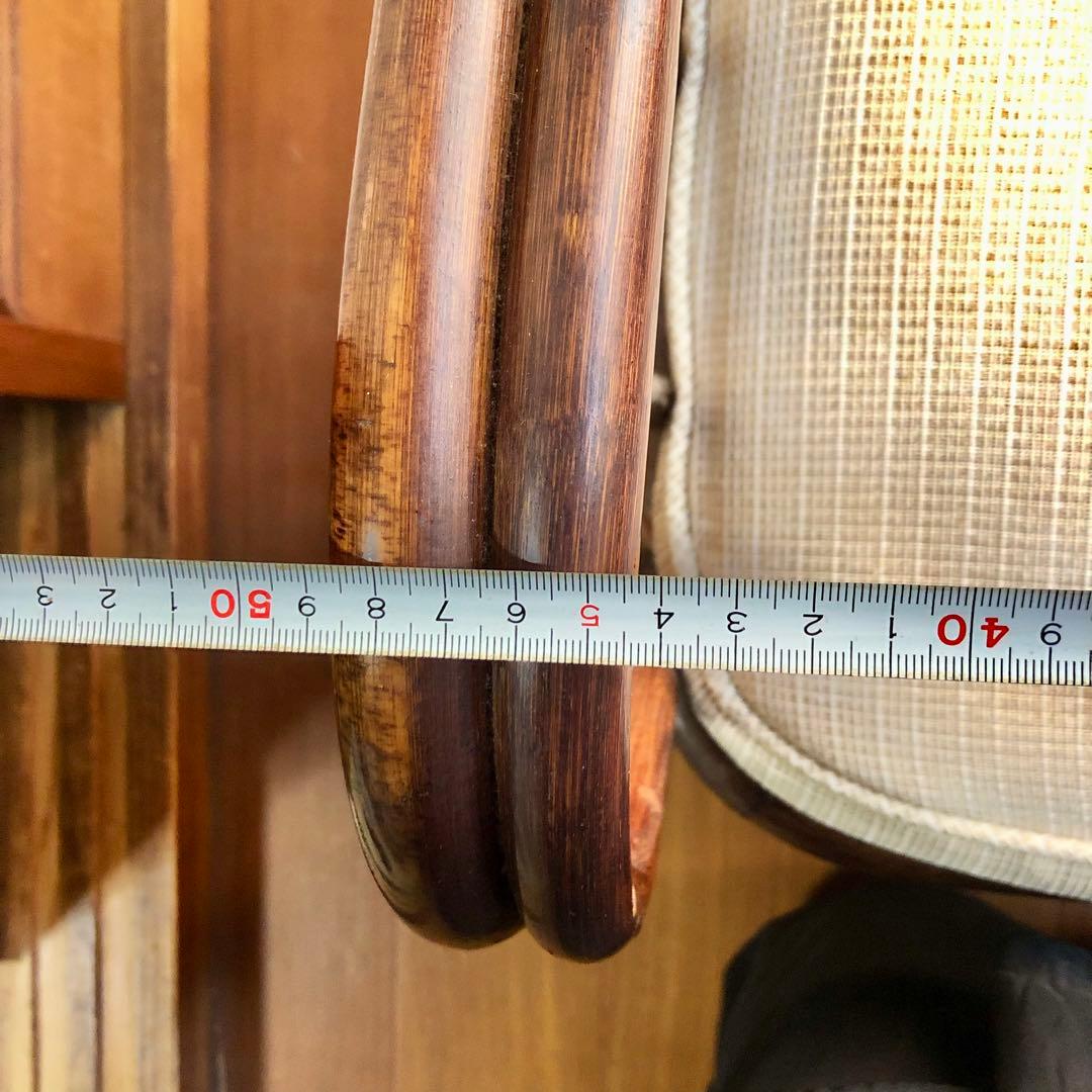 回転椅子ラタンチェア 籐 アジアンヴィンテージ アンティーク木製ブラウン 麻