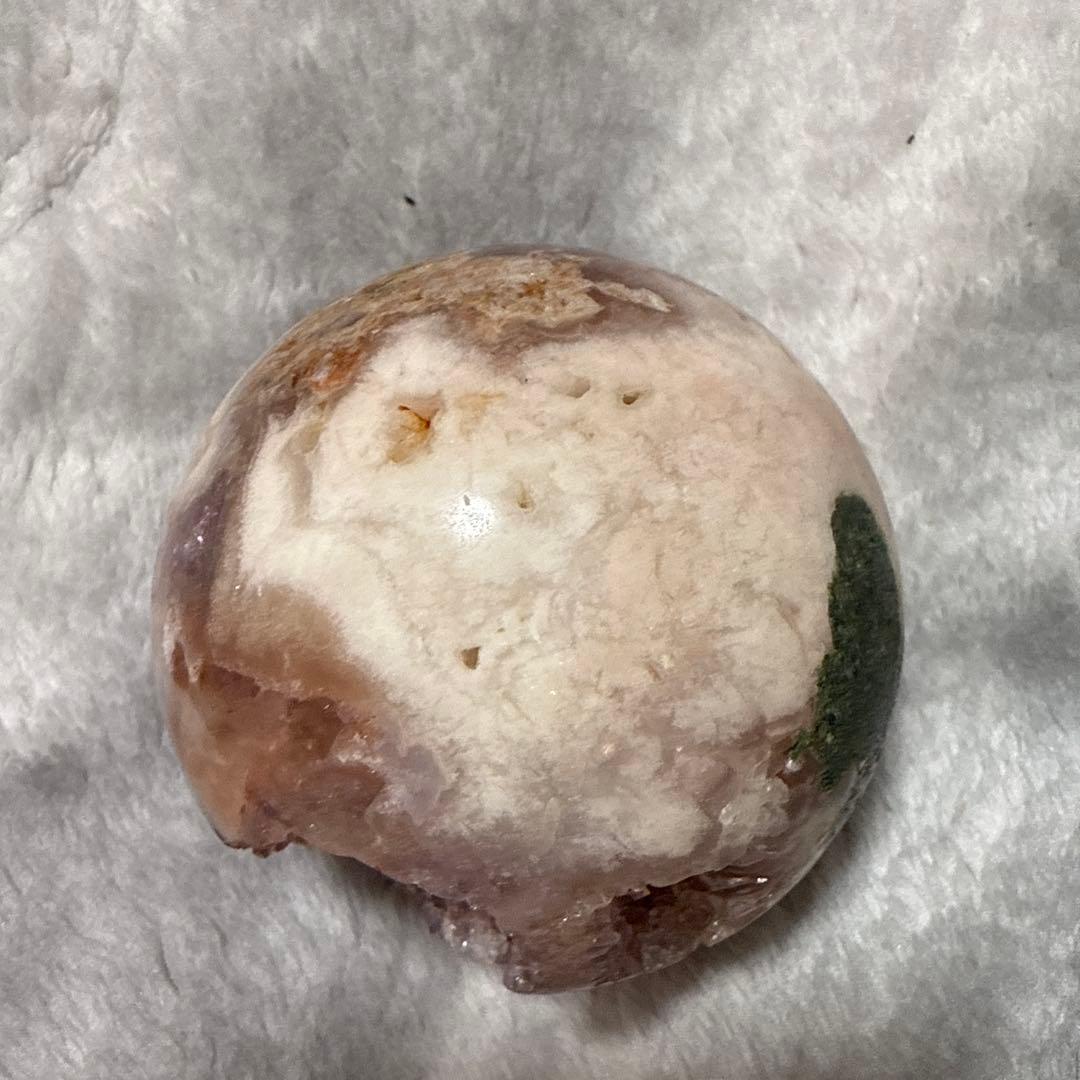 ピンクアメジスト 瑪瑙共生 ジオード スフィア 花付き 母岩あり