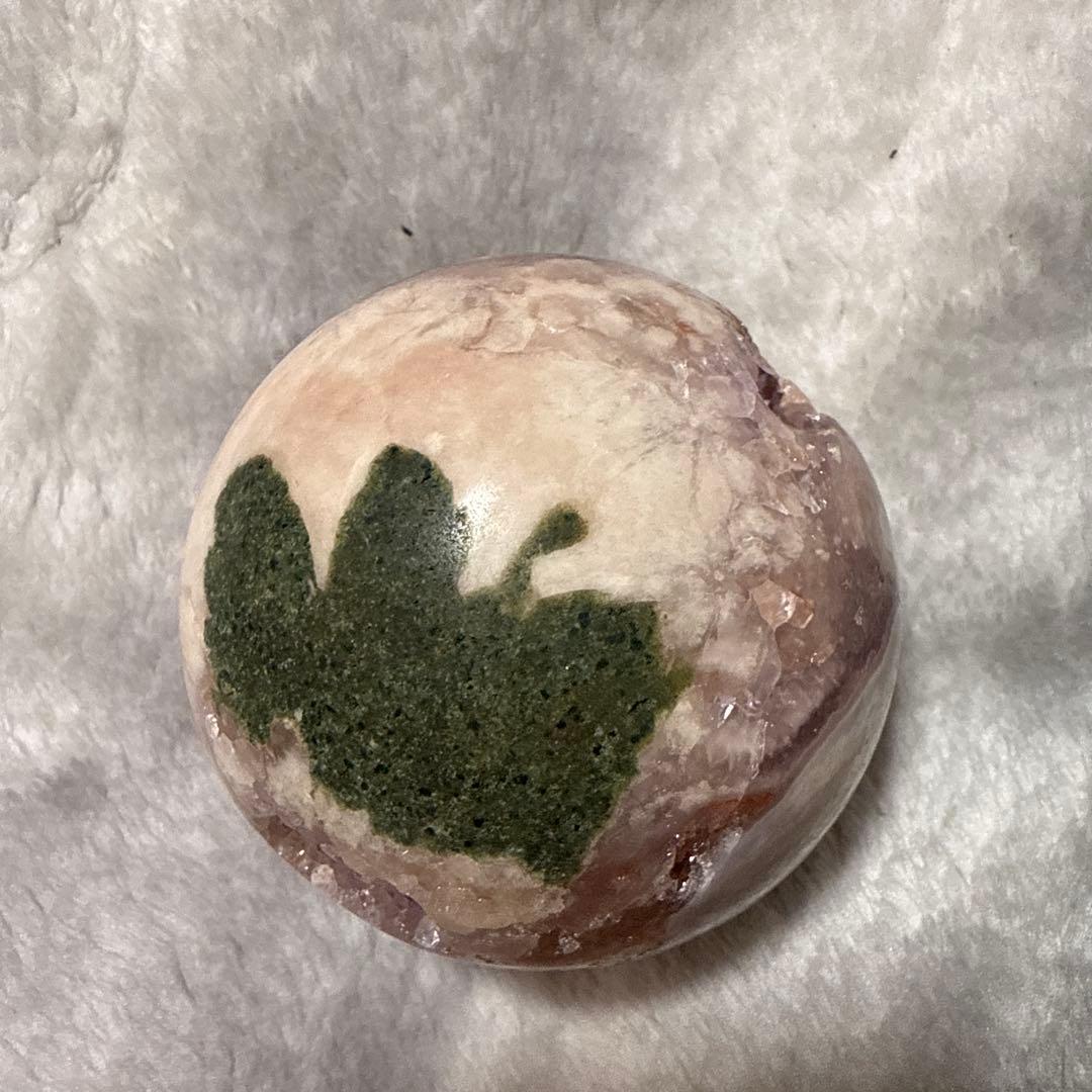 ピンクアメジスト 瑪瑙共生 ジオード スフィア 花付き 母岩あり