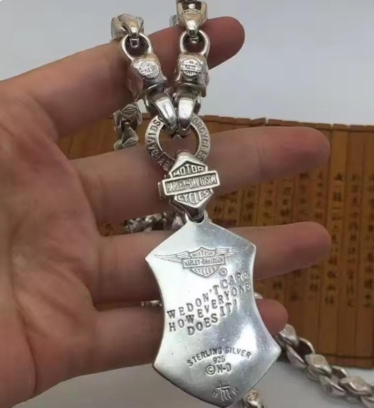 Harley-Davidson風スカルネックレスシルバー925刻印ヴィンテージ
