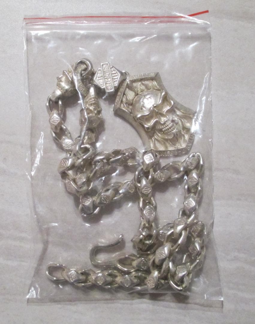 Harley-Davidson風スカルネックレスシルバー925刻印ヴィンテージ