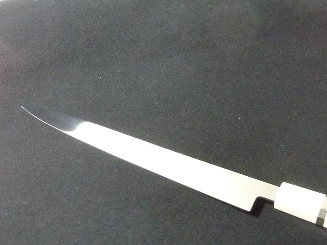 270mm　刃渡り約260mm　9寸　柳刃包丁　人工象牙　黒三本巻　八角柄