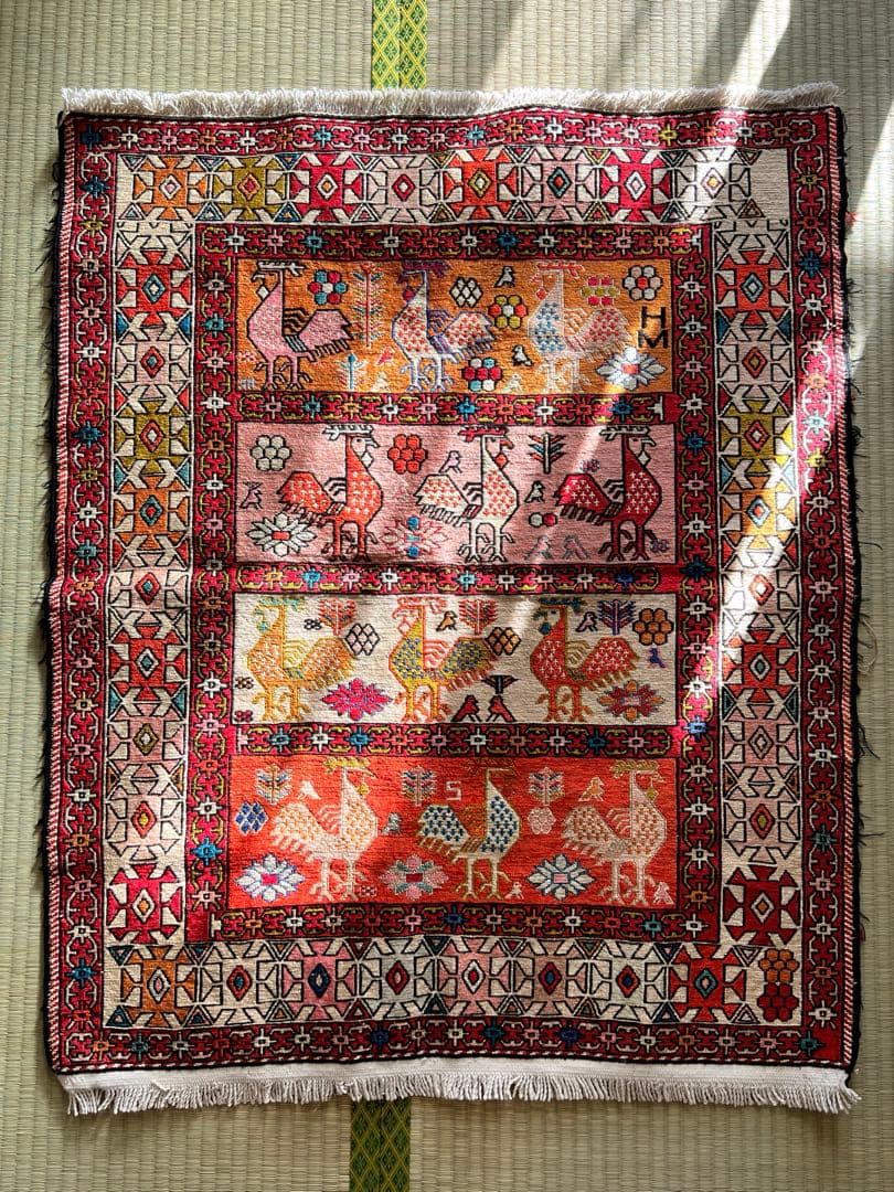 ペルシャ絨毯　カシュガイ族　キリム　手織り　100x80