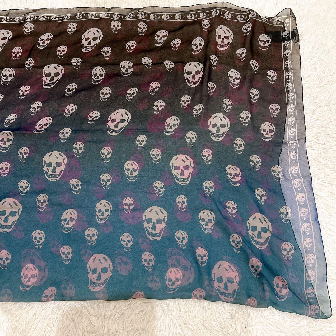 美品　Alexander mcqueen スカル柄 ストール　大判　カラフル