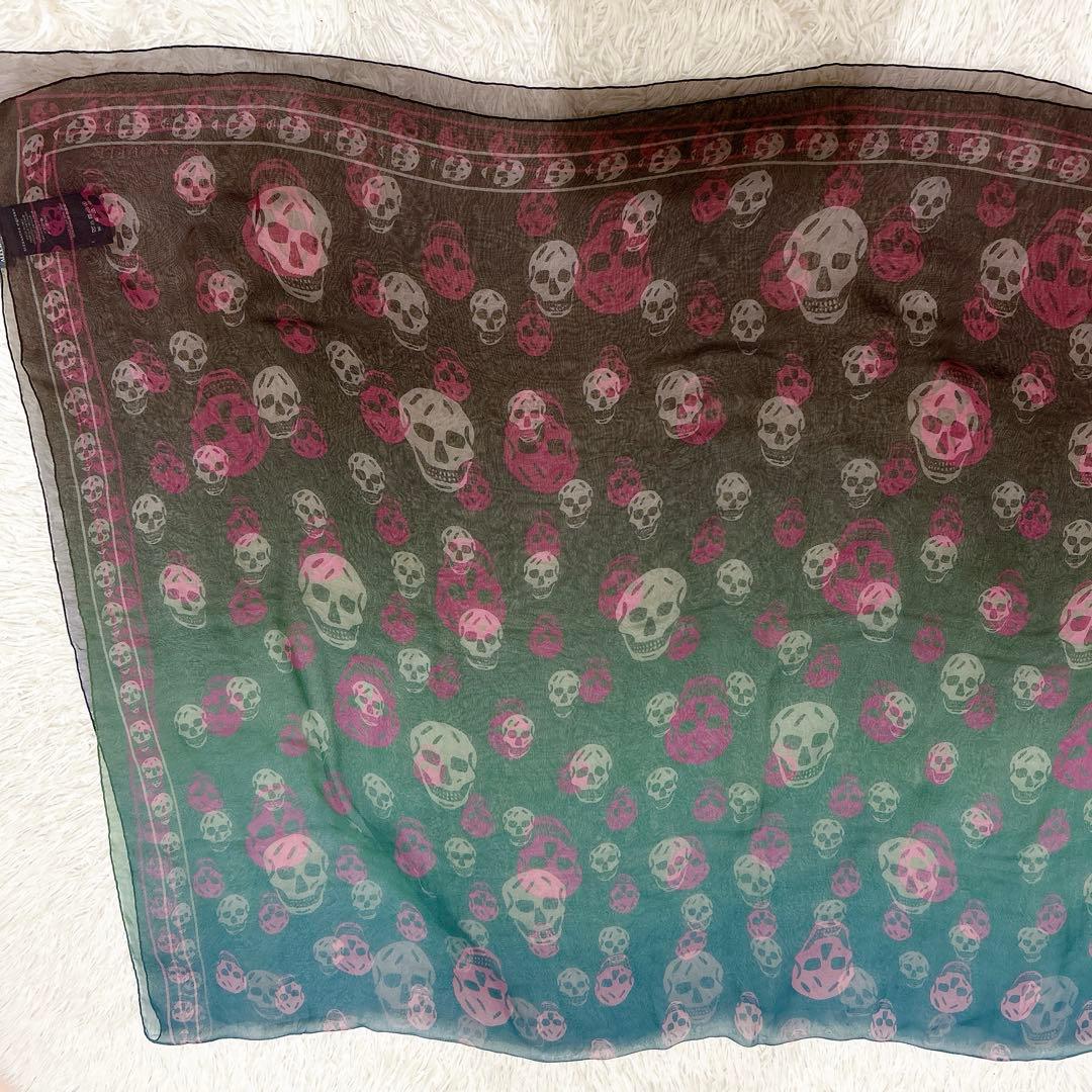 美品　Alexander mcqueen スカル柄 ストール　大判　カラフル