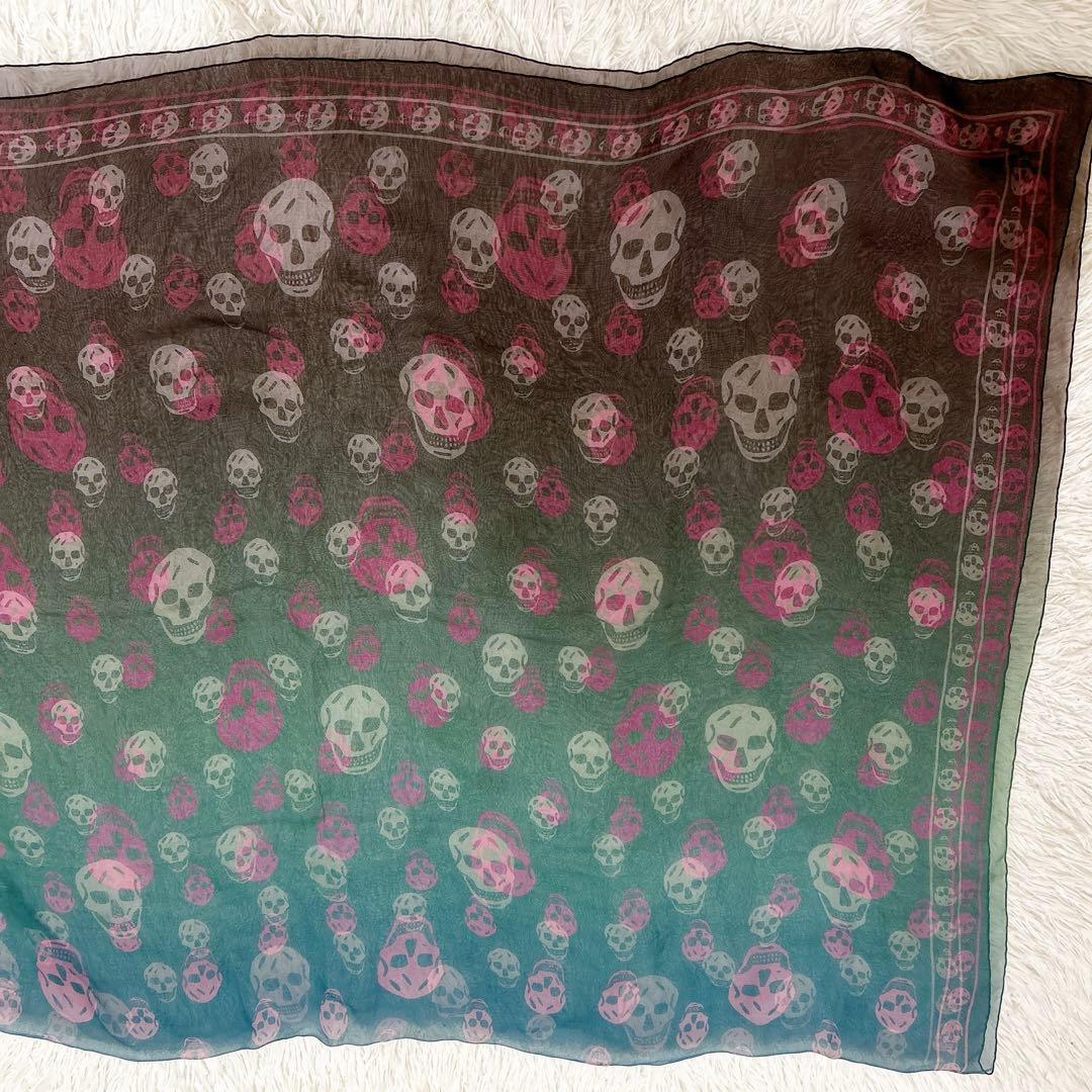 美品　Alexander mcqueen スカル柄 ストール　大判　カラフル