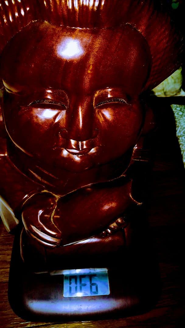 入手困難.巨大.木製.お福さんの置物.9.３kg