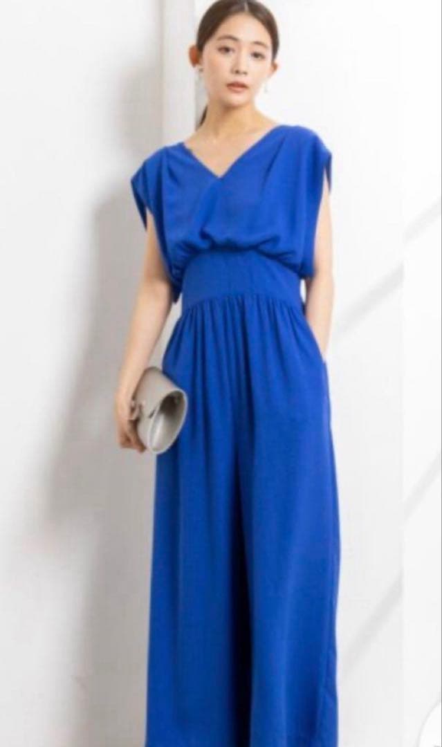 【極美品】【chaco】オールインワン　パンツドレス 青 ブルー 9号