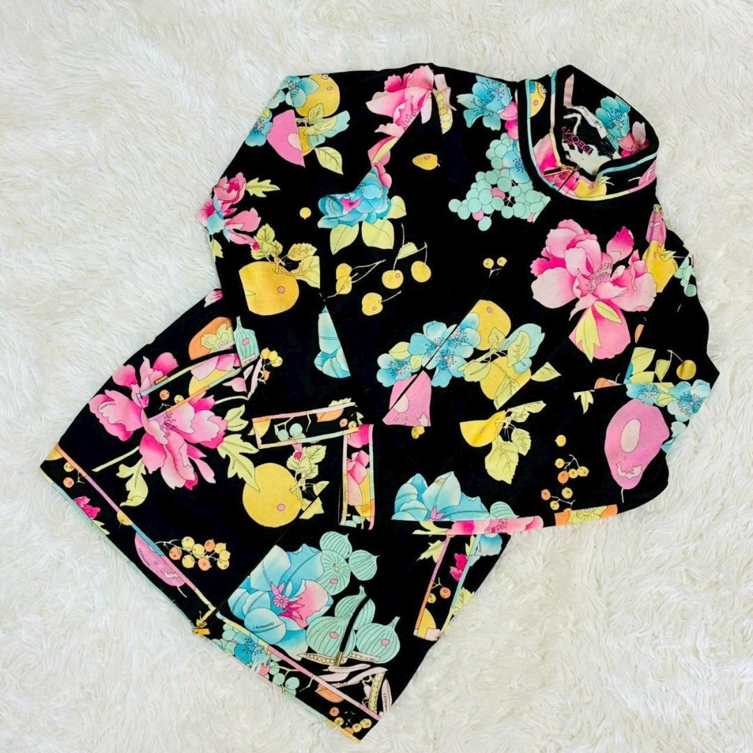 美品 LEONARD SPORT フラワープリント ハイネック 上品 オシャレ