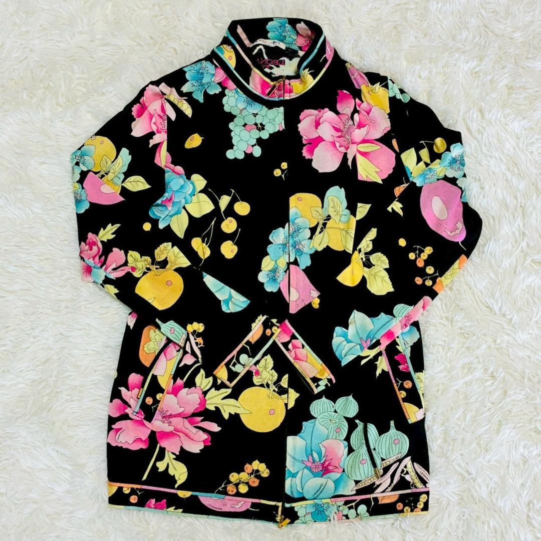 美品 LEONARD SPORT フラワープリント ハイネック 上品 オシャレ