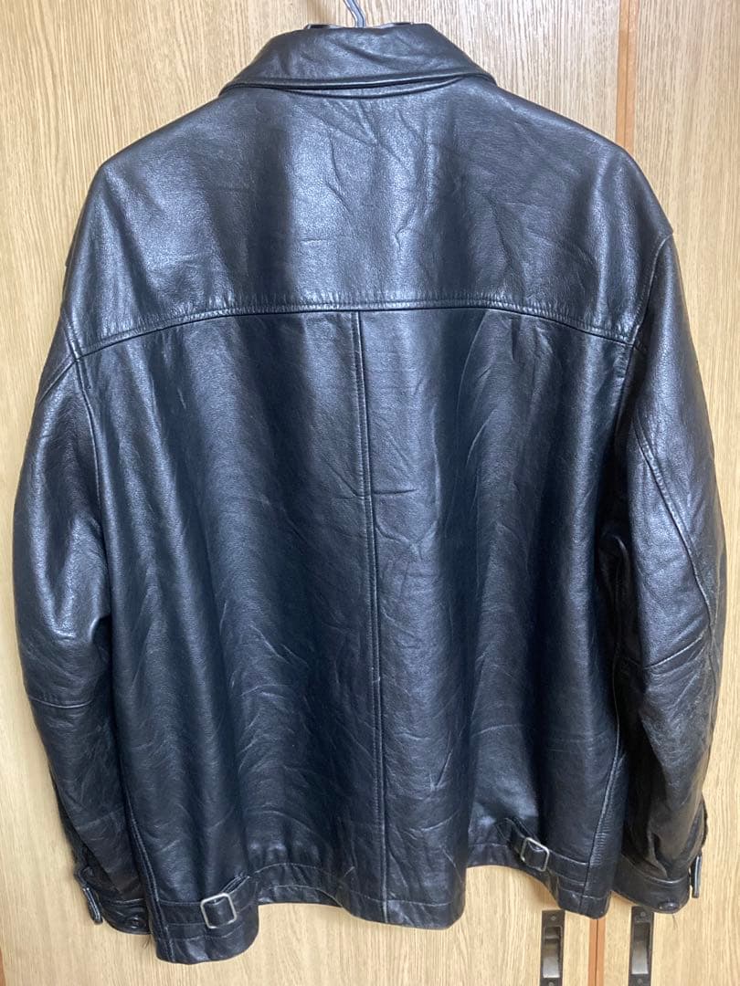 90s old GAP ブラック レザージャケット L 襟付き