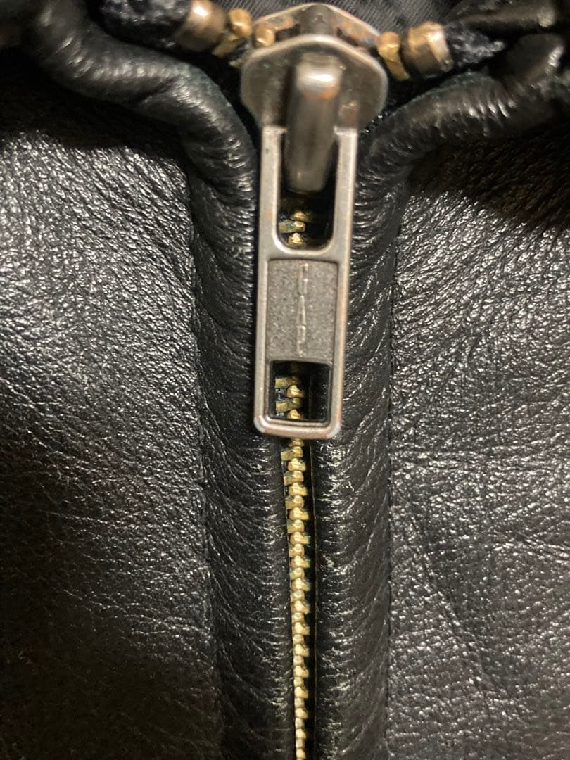 90s old GAP ブラック レザージャケット L 襟付き