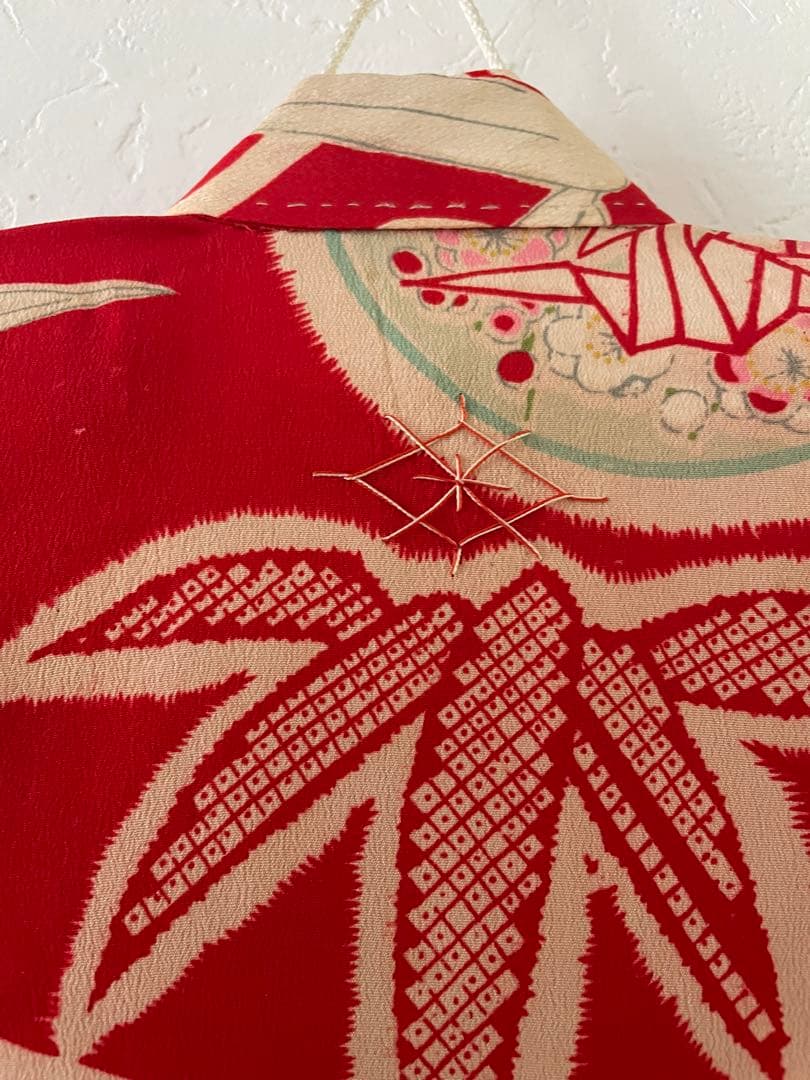 七五三　三歳　アンティークお着物セット　おまかせ髪飾り付き