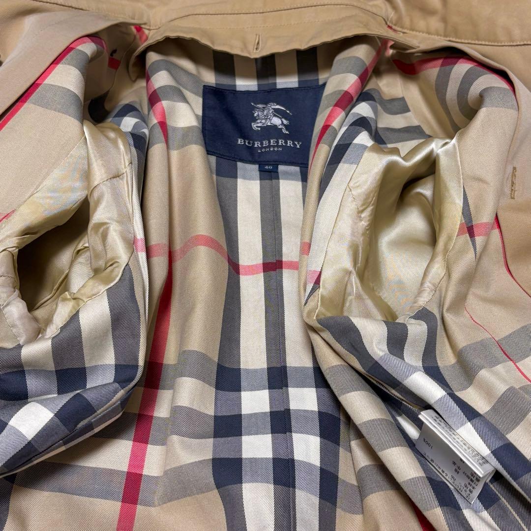 バーバリーロンドン メガチェックライナー付き ハニーべージュトレンチコート L