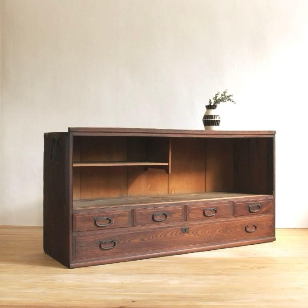 収納棚　食器棚　本棚　木製　古道具　古家具　ビンテージ　アンティーク　レトロ