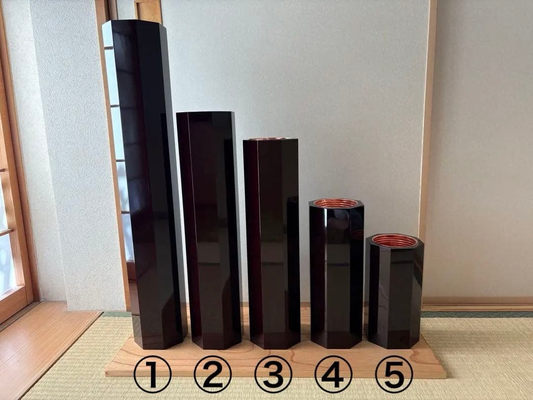 81-a 美品！　八角五管筒　5本セット　未生流　花入れ　華道具　生け花　寸胴