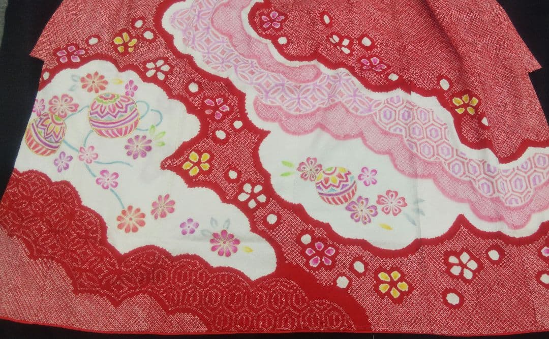 ★売約品★特選総絞り 七歳お祝い着物 帯シメ、長襦袢、小物セット
