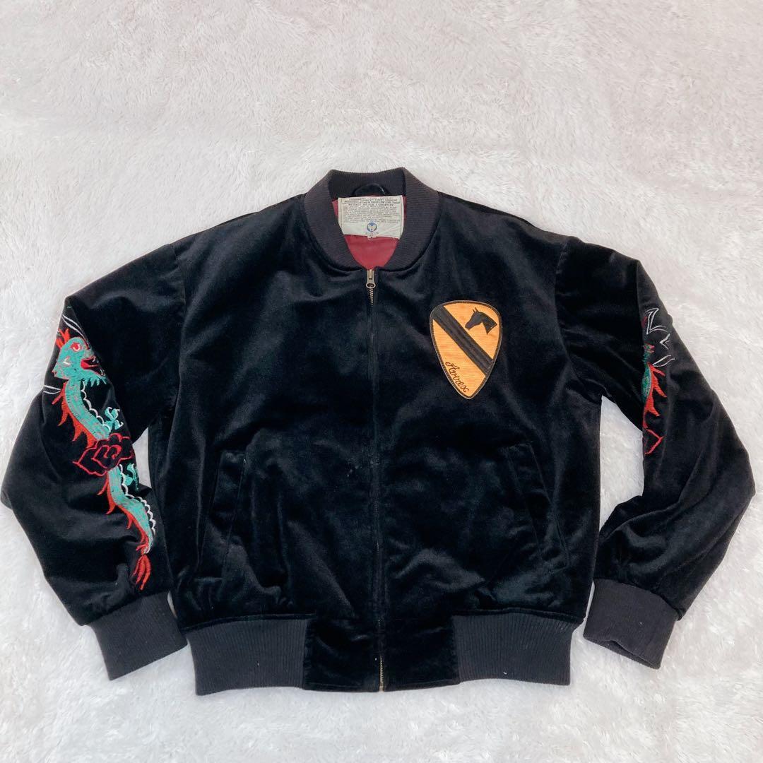 スカジャン 別珍 ブラック サイズM 1st AIR CAV VIETNAM