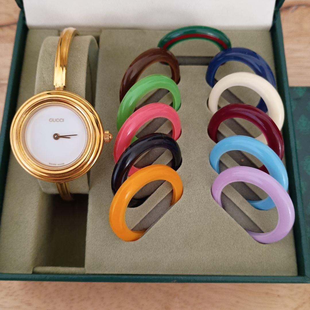 GUCCI 腕時計(クォーツ) 交換ベゼル付き　ゴールドベゼル付き