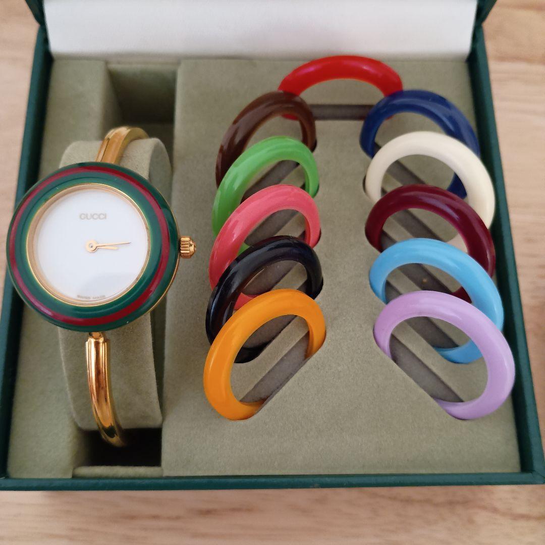 GUCCI 腕時計(クォーツ) 交換ベゼル付き　ゴールドベゼル付き