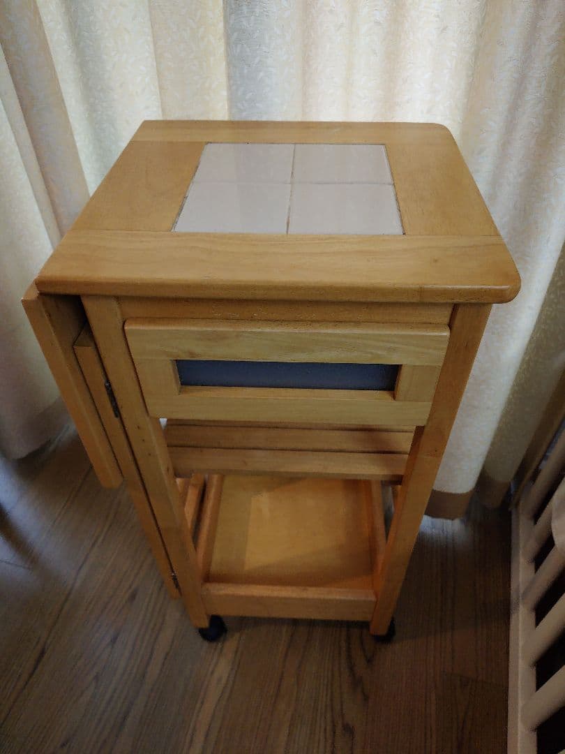 木製・折り畳み式・キッチンワゴン