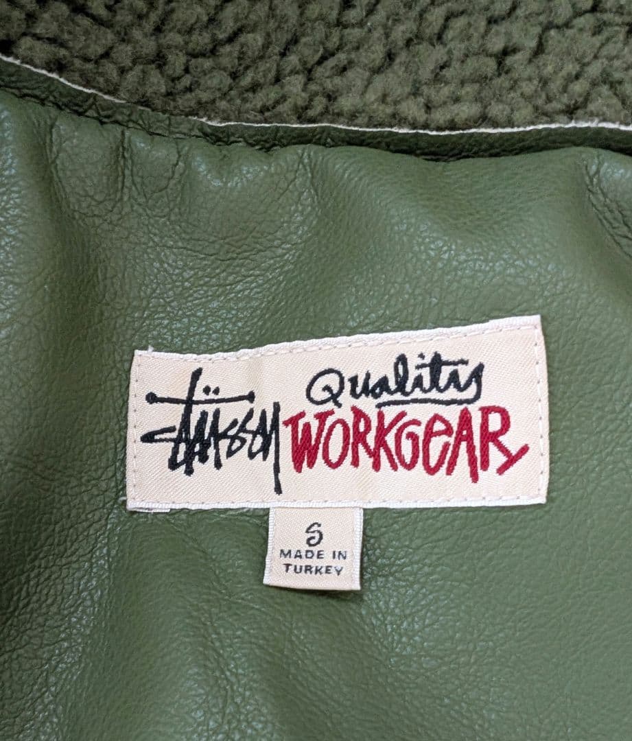 ジャケット・アウター STUSSY WORK JACKET SHEARLING GREEN S