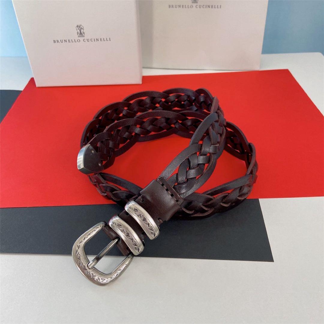 k*n様 BRUNELLO CUCINELLI レザーベルト 編み上げ ブラウン
