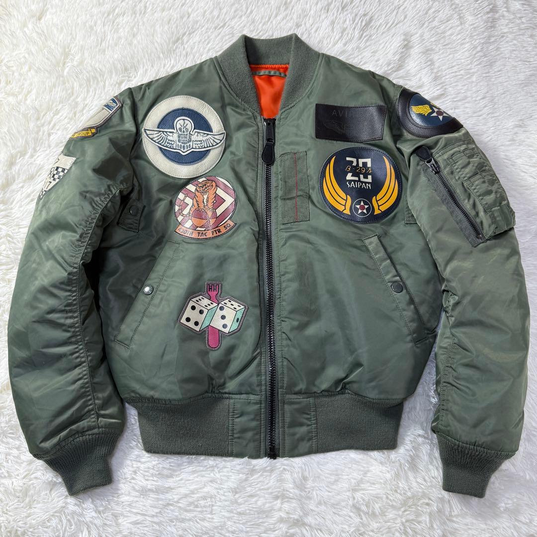 AVIREX MA-1 フライトジャケット 牛革ワッペン M 超短丈 トップガン