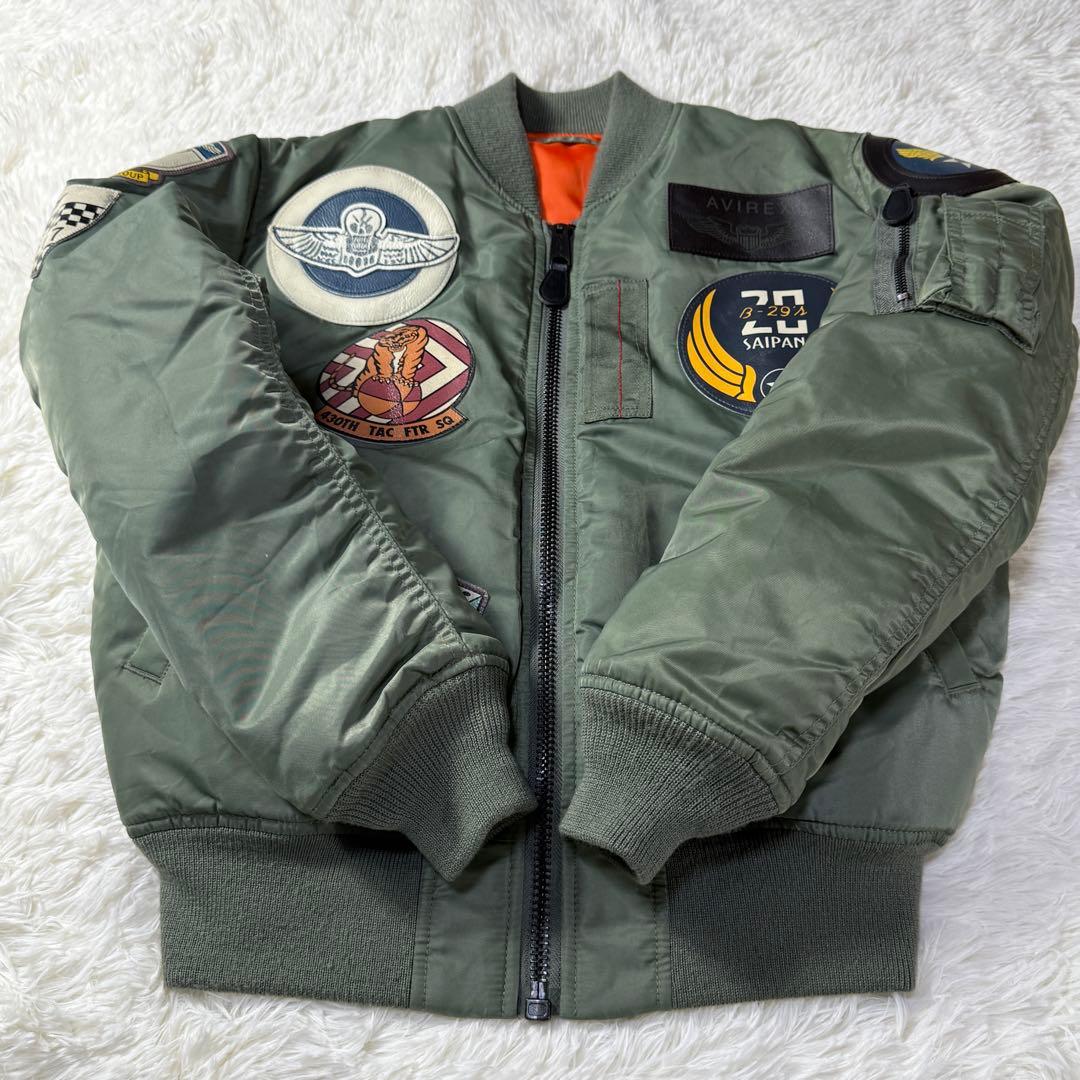 AVIREX MA-1 フライトジャケット 牛革ワッペン M 超短丈 トップガン