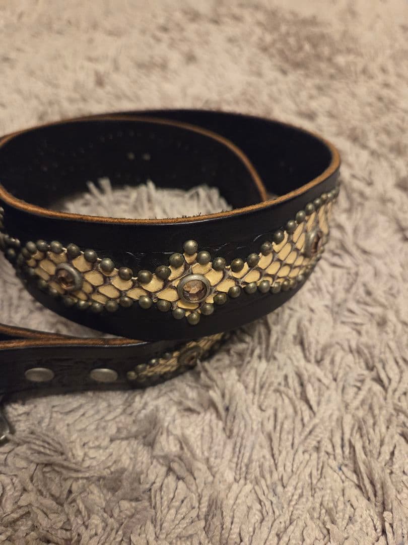 週末お値下げ！本革ヘビ革　スタッズベルト　レザー　ピーナッツ　アメカジ　HTC風