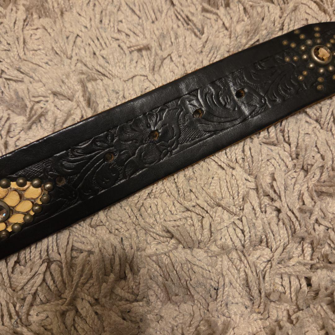 週末お値下げ！本革ヘビ革　スタッズベルト　レザー　ピーナッツ　アメカジ　HTC風