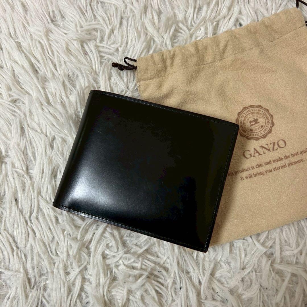 美品✨GANZO ガンゾ コードバン 二折財布 小銭入れ　ブラック