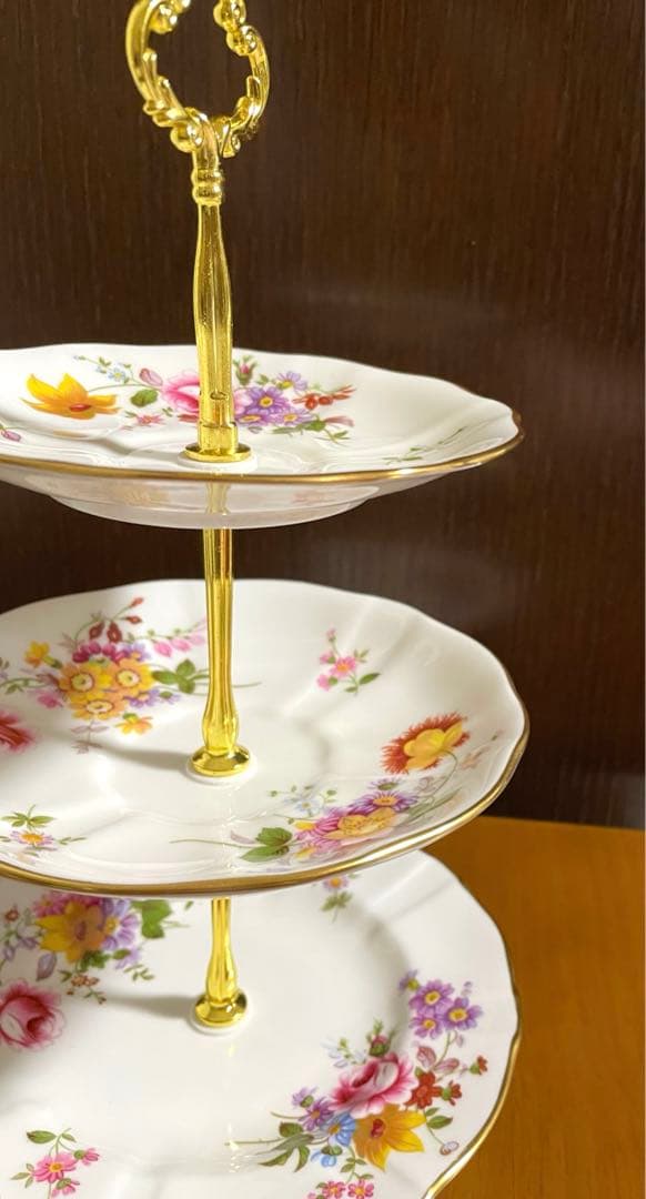 レア ロイヤルクラウンダービー ポジー ケーキスタンド ＊ 3段 アフタヌーン