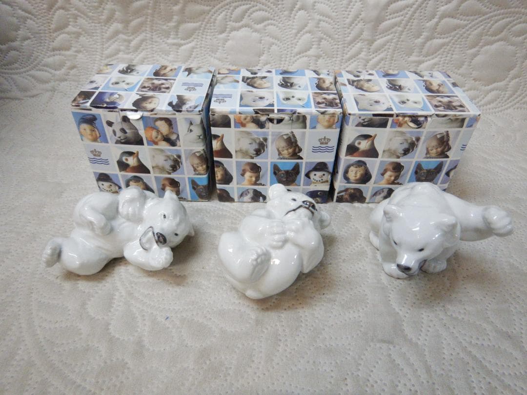 ロイヤルコペンハーゲン　陶器　白くま　白クマ　白熊　置物　3体　セット