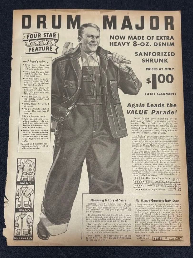 USA VINTAGE SEARS DRUM MAJOR 1937年 本物広告