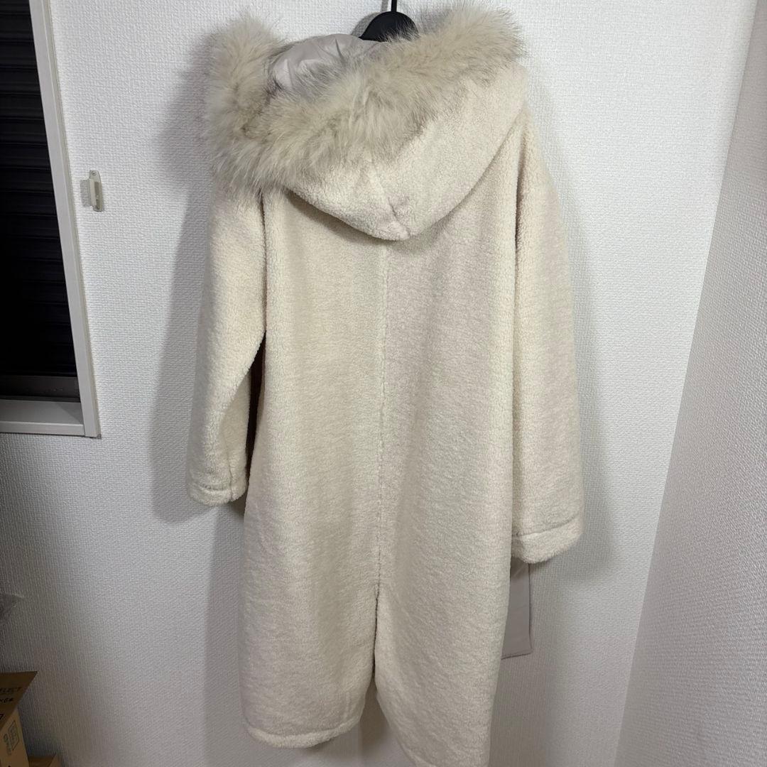 LASUD　ファーフーデッドボアコート　IV　9号　未使用品　定価34000円