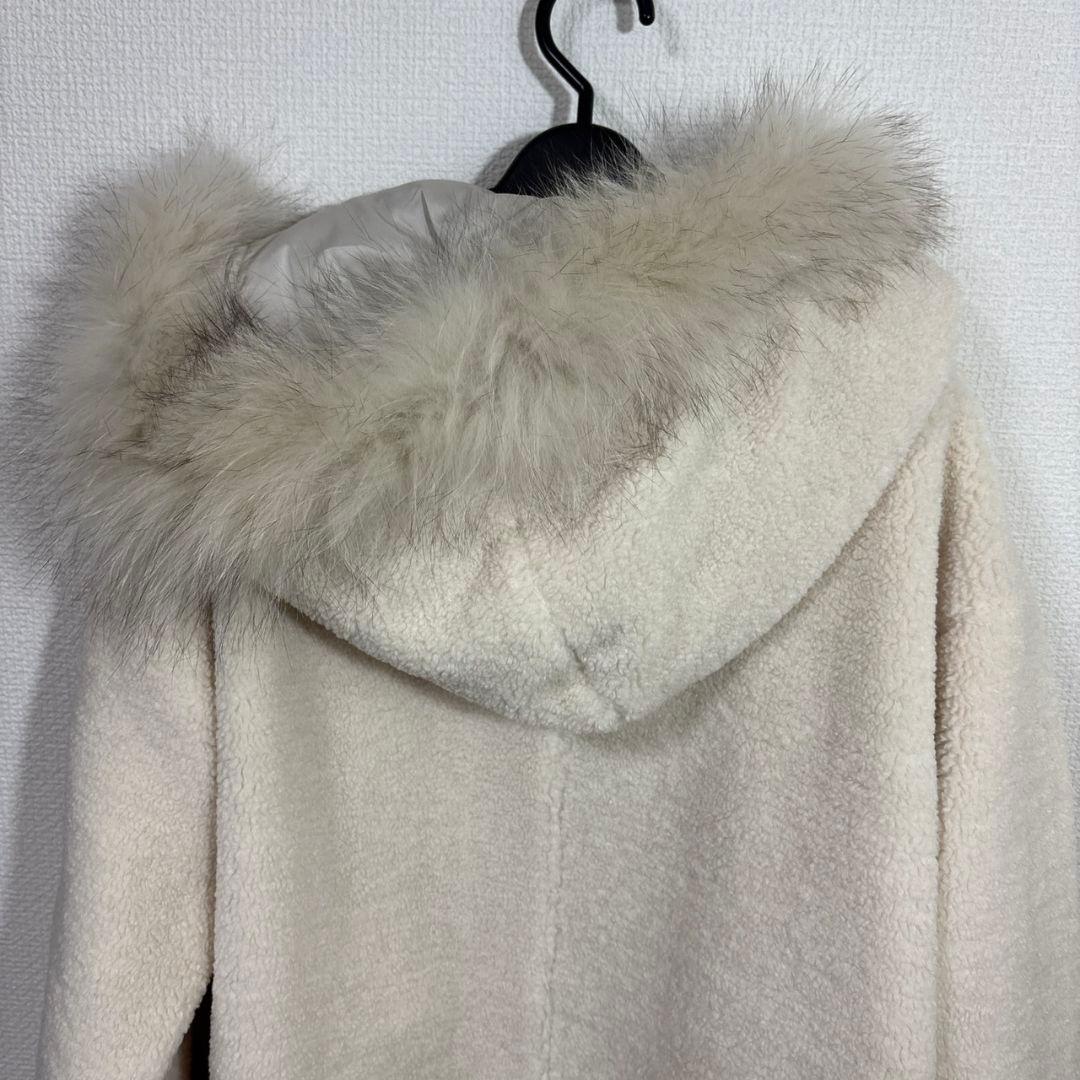 LASUD　ファーフーデッドボアコート　IV　9号　未使用品　定価34000円