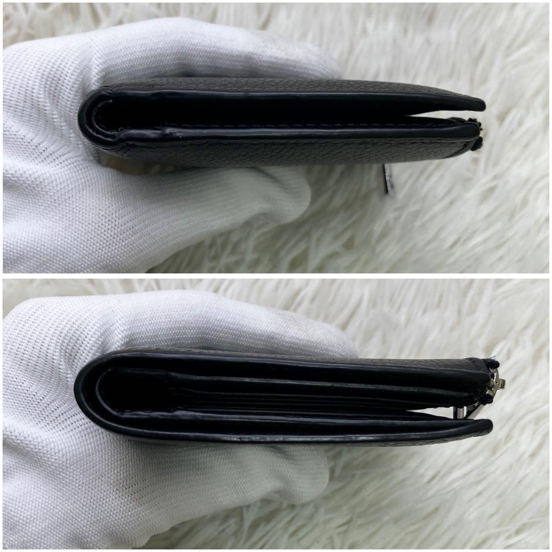 【極美品】ロエベ アナグラム スリムコンパクトウォレット 二つ折り ブラック