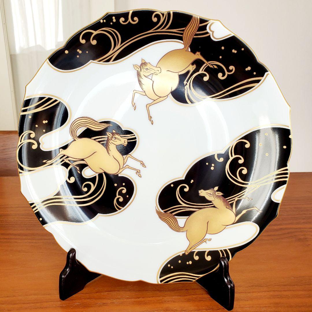 【新品未使用】香蘭社　額皿　大皿　馬　和室　床の間