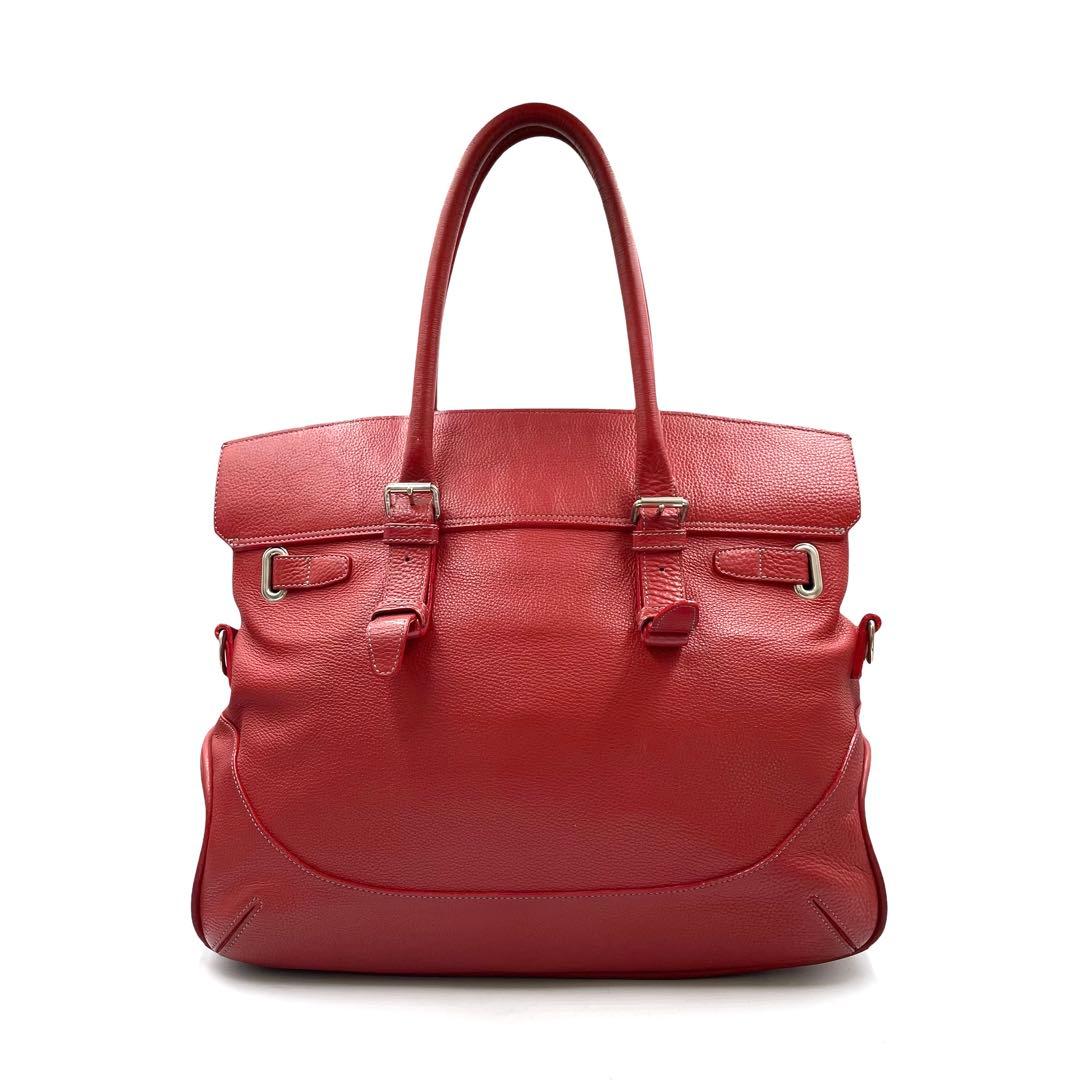 《超美品》ペッレモルビダ メイデンヴォヤージュ バッグ シボ革 レザー レッド