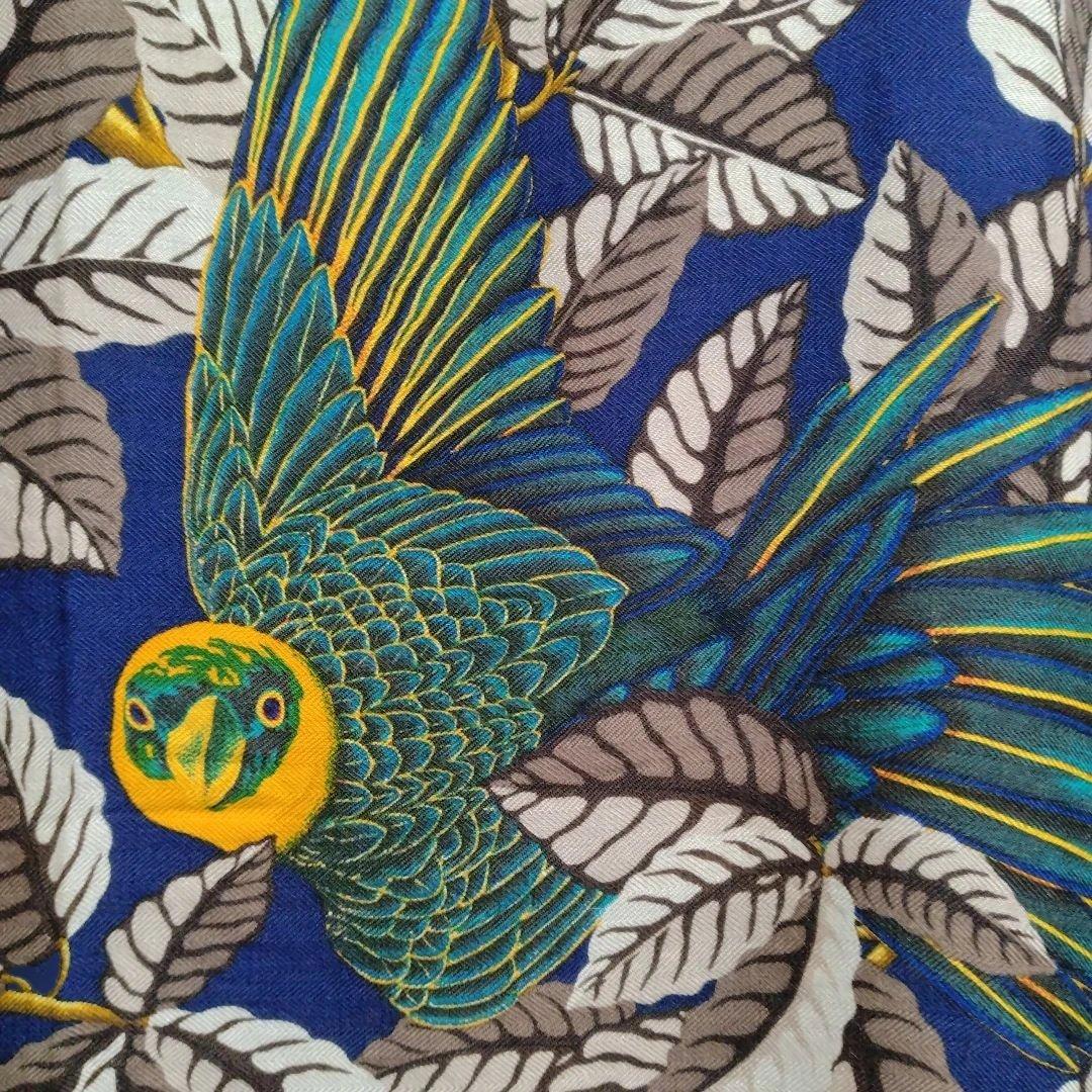 美品 ヴィンテージ HERMES カレ90 オウム カシミヤ＆シルク