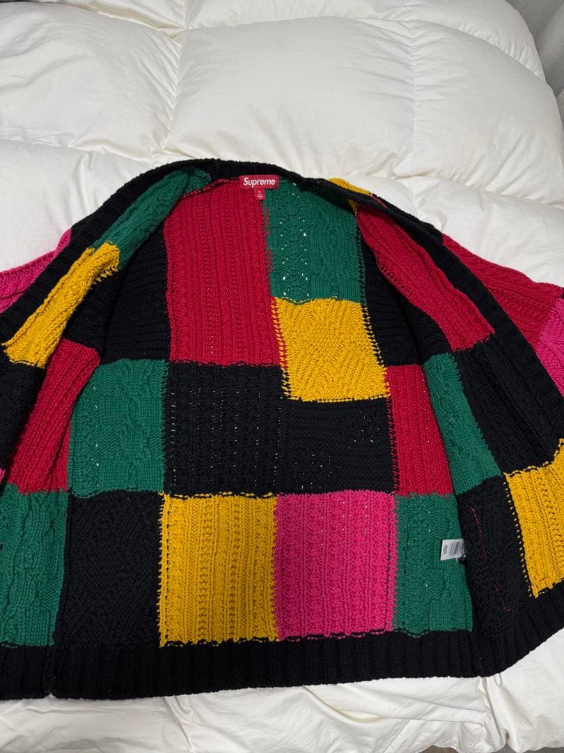 23awシュプリーム パッチワークケーブルニットカーディガン 新品未使用
