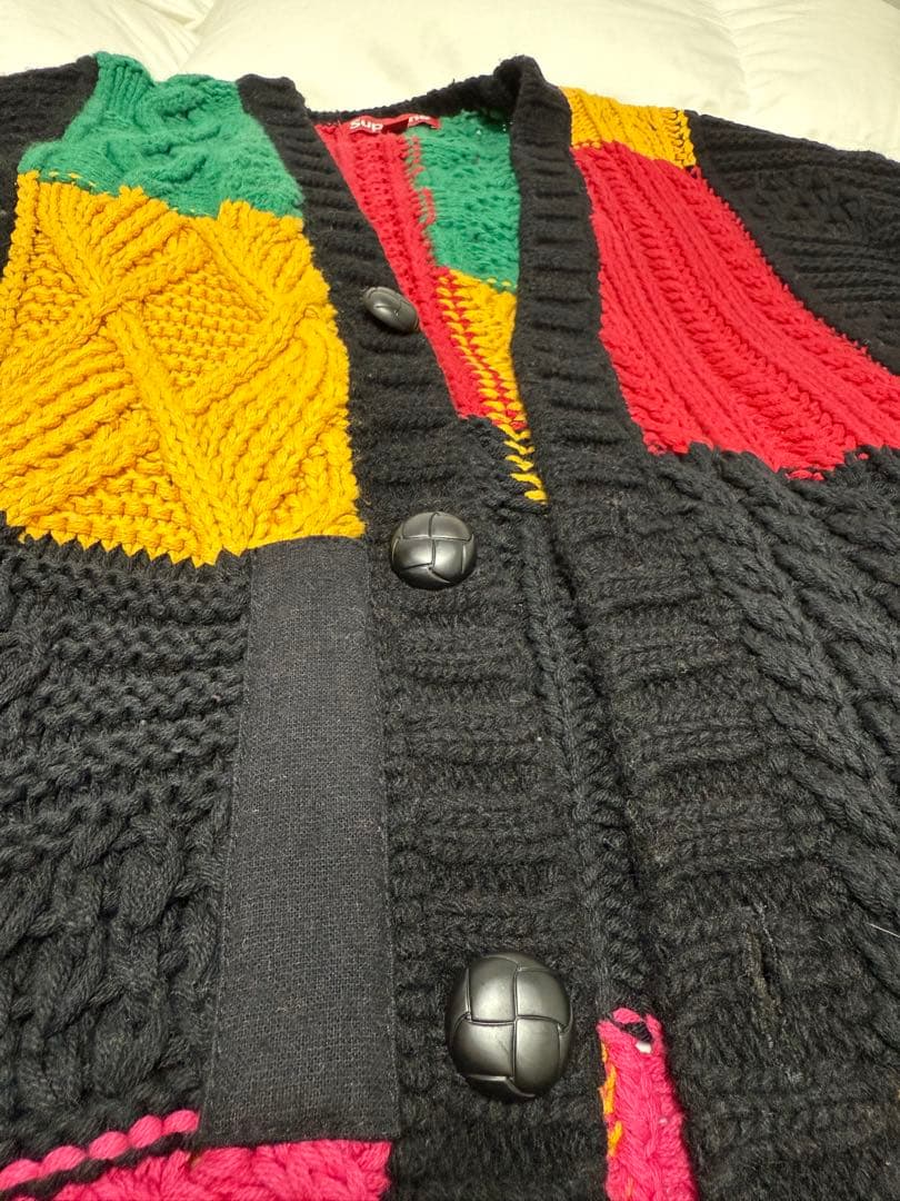 23awシュプリーム パッチワークケーブルニットカーディガン 新品未使用