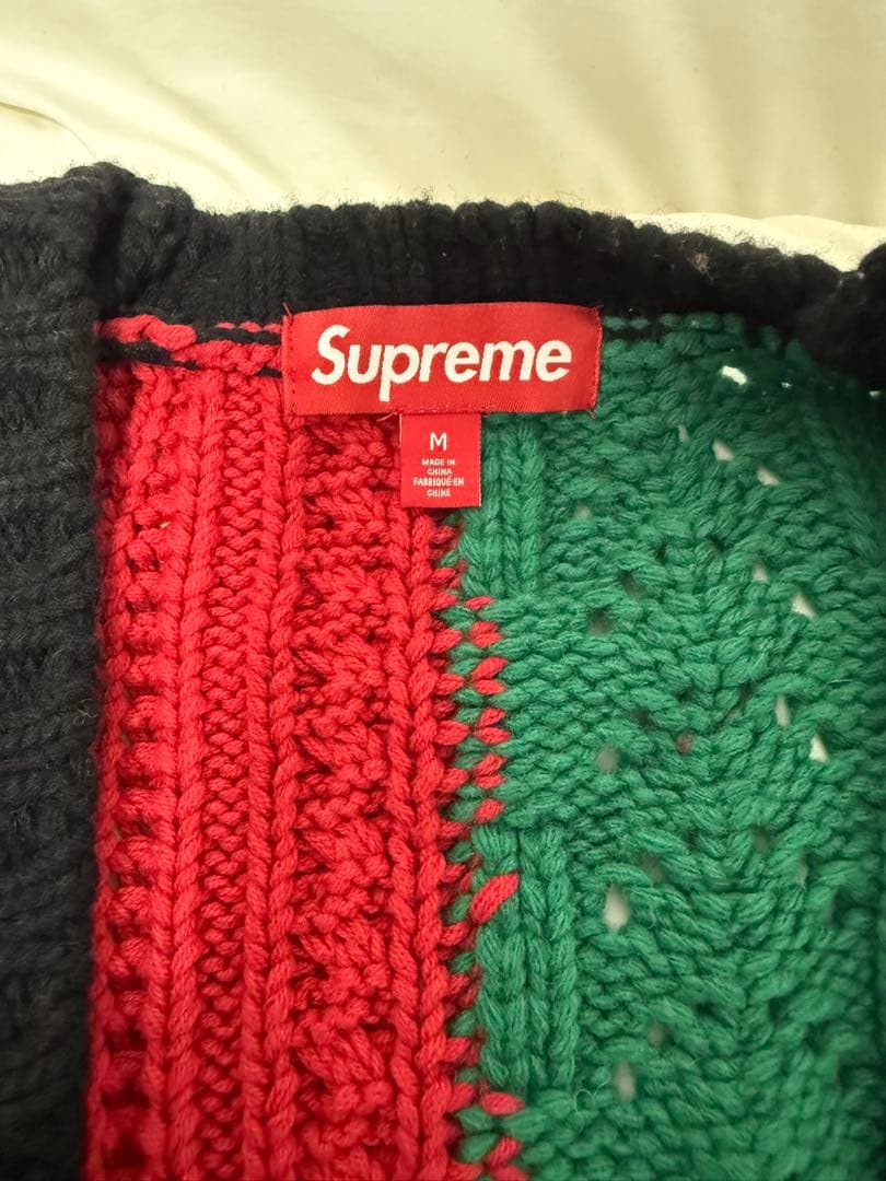 23awシュプリーム パッチワークケーブルニットカーディガン 新品未使用