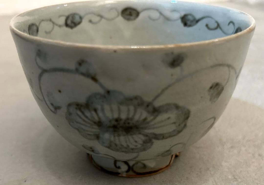 美品 未使用 村田森さん 安南手牡丹唐草茶碗
