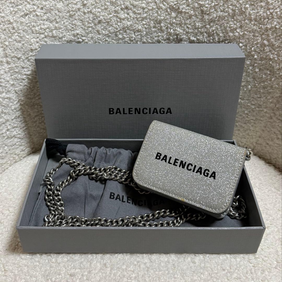 【BALENCIAGA】 三つ折り 財布 バッグ チェーン ウォレット