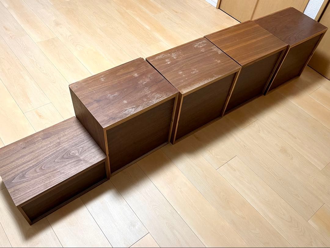 無印 スタッキングシェルフ 5×2 ウォールナット 引き出し付き