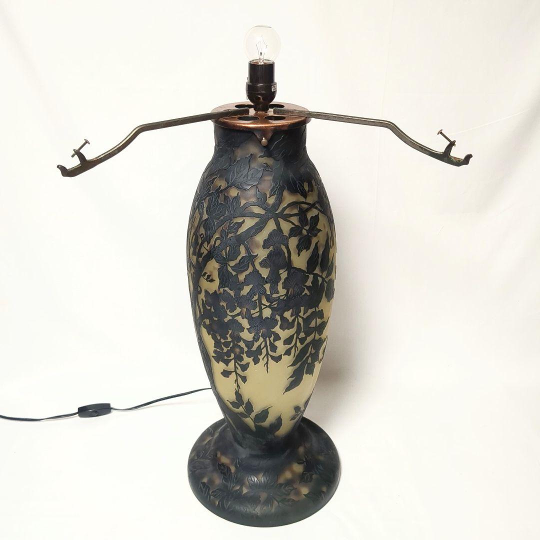 アンティーク　エミール・ガレ風ランプ　フロアスタンドランプ リーフモチーフ